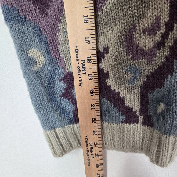 VTG Russ Mohair Wool Blend Cardigan Sweater L Gray Purple Cabincore Grandmacore - Picture 14 of 15